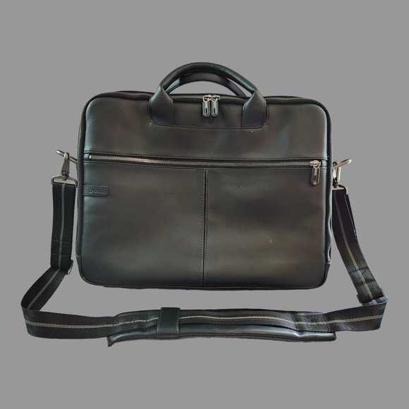 Dell Bags Genuine Dell Black Leather Laptop Bag Case Portfolio